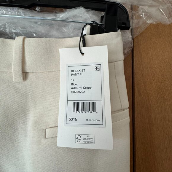 Theory Admiral Crepe Relaxed Straight Pants Color Rice - Picture 7 of 8